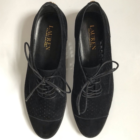LAUREN Ralph Lauren Perforated Suede Oxfords 7.5 - Picture 3 of 8